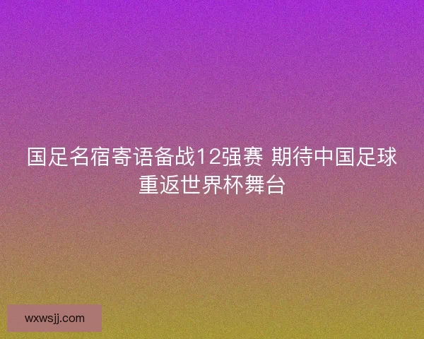 国足名宿寄语备战12强赛 期待中国足球重返世界杯舞台